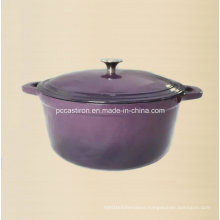 Aubergine Enamel Cast Iron Dutch Oven with Stainless Steel Knob